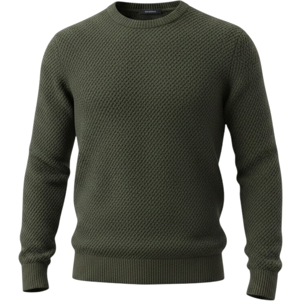 Banana Republic Mens Olive Green Textured Waffle Knit Crew Neck Sweater Medum